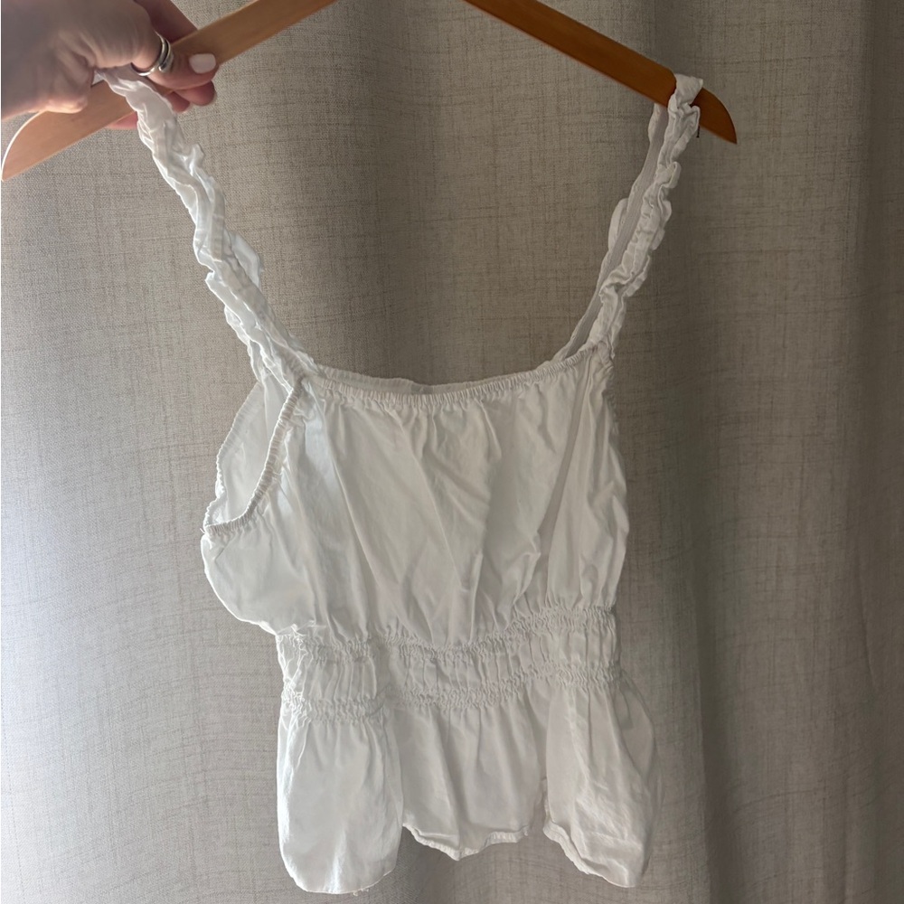 White Ruffled Women's Tank